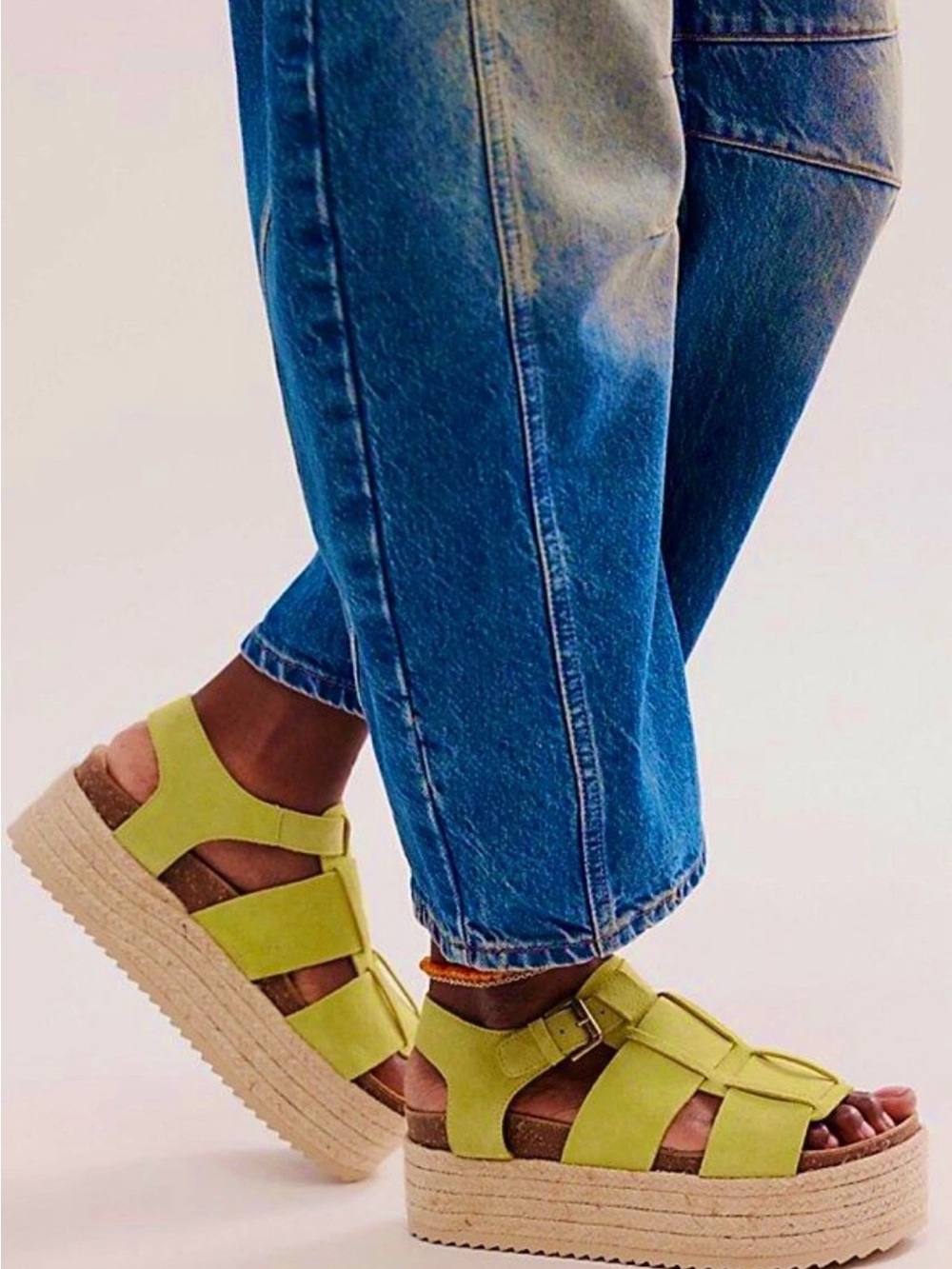 Free People Intentionally Blank Dreams Flatform Sandal Pistachio